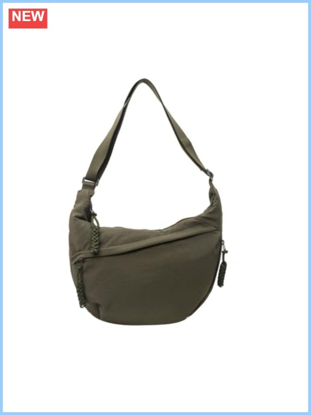 Spacious Dumpling Crossbody Bag Nylon Slouchy Sling Hobo Purse for Work Shopping